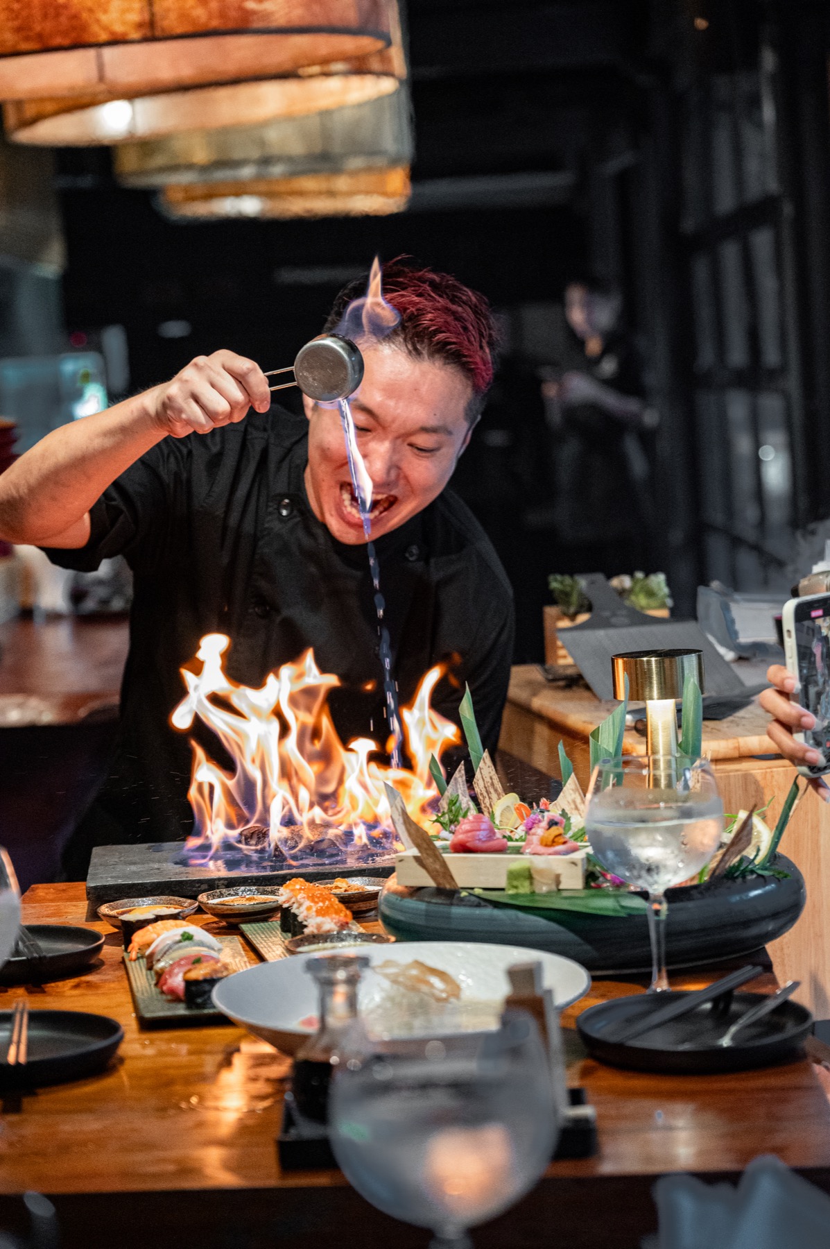 Chef and flame at TEPPEN Sathorn